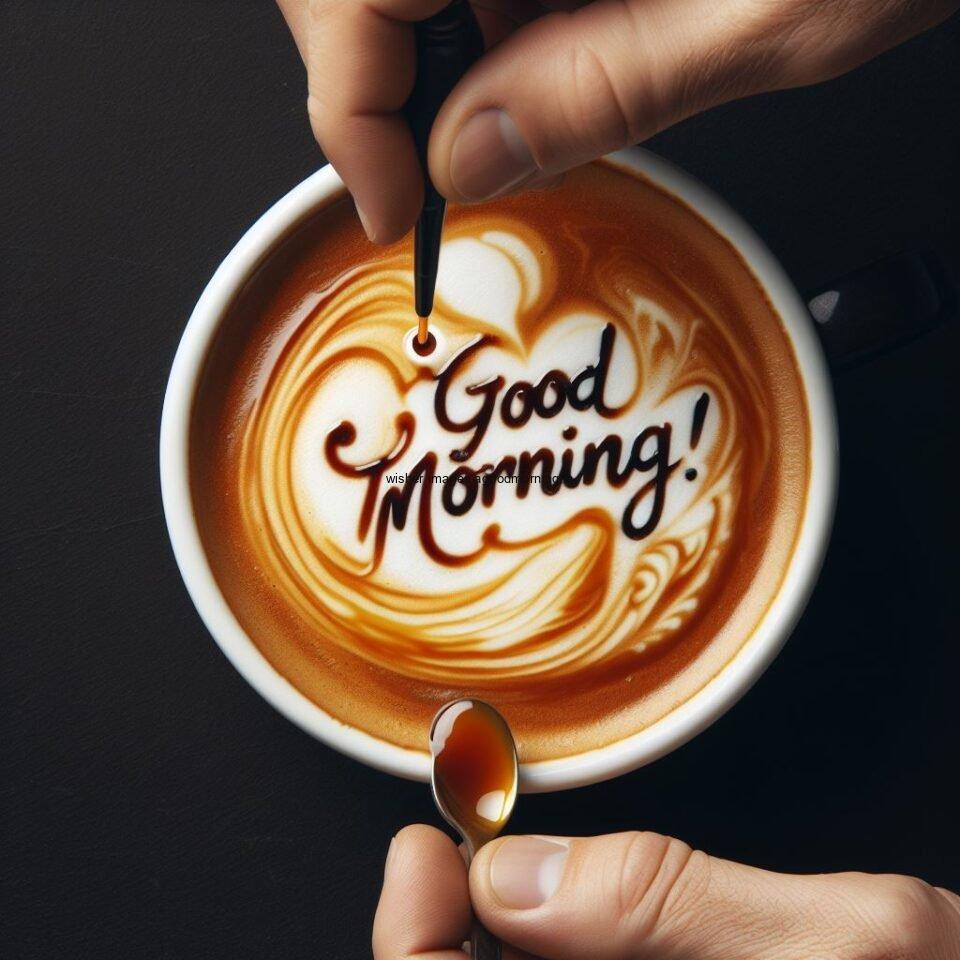 Good morning coffee images good morning my love images with cup coffee with dark background heart