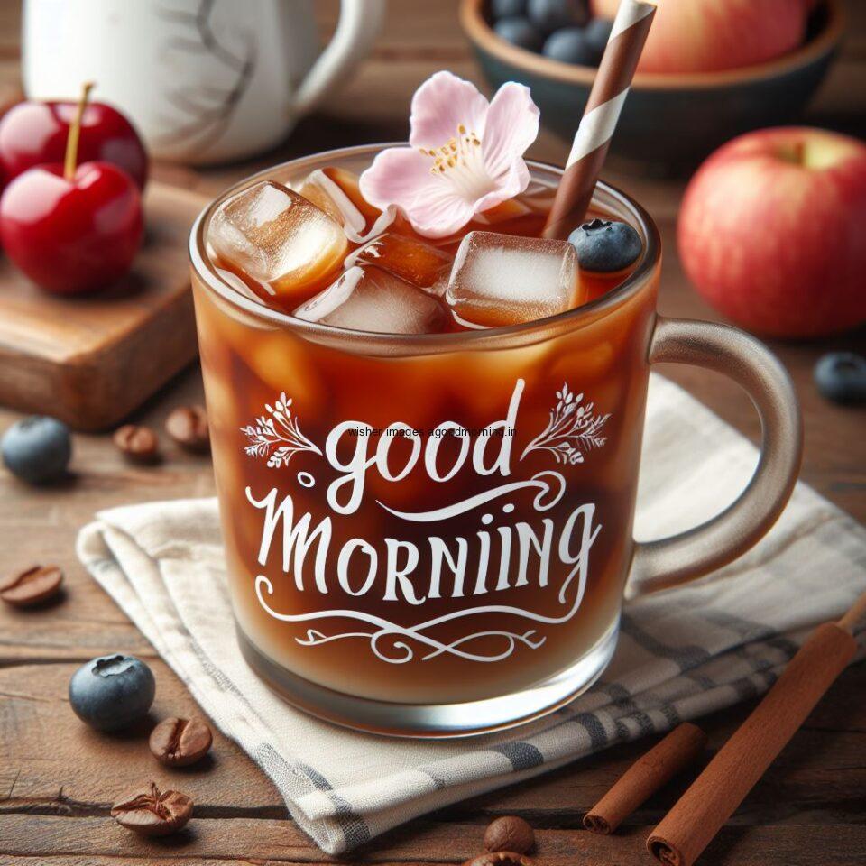 Good morning coffee images good morning my love images with cup coffee with white background heart shap cookie big cold coffee glass