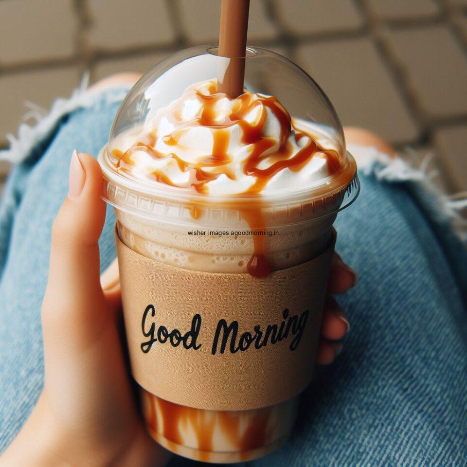 Good morning coffee images good morning my love images with cup coffee with white background heart shap cookie coffee cup in hand