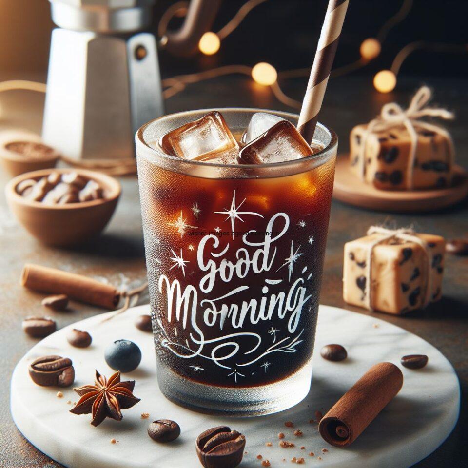 Good morning coffee images good morning my love images with cup coffee with white background heart shap cookie cold coffee glass