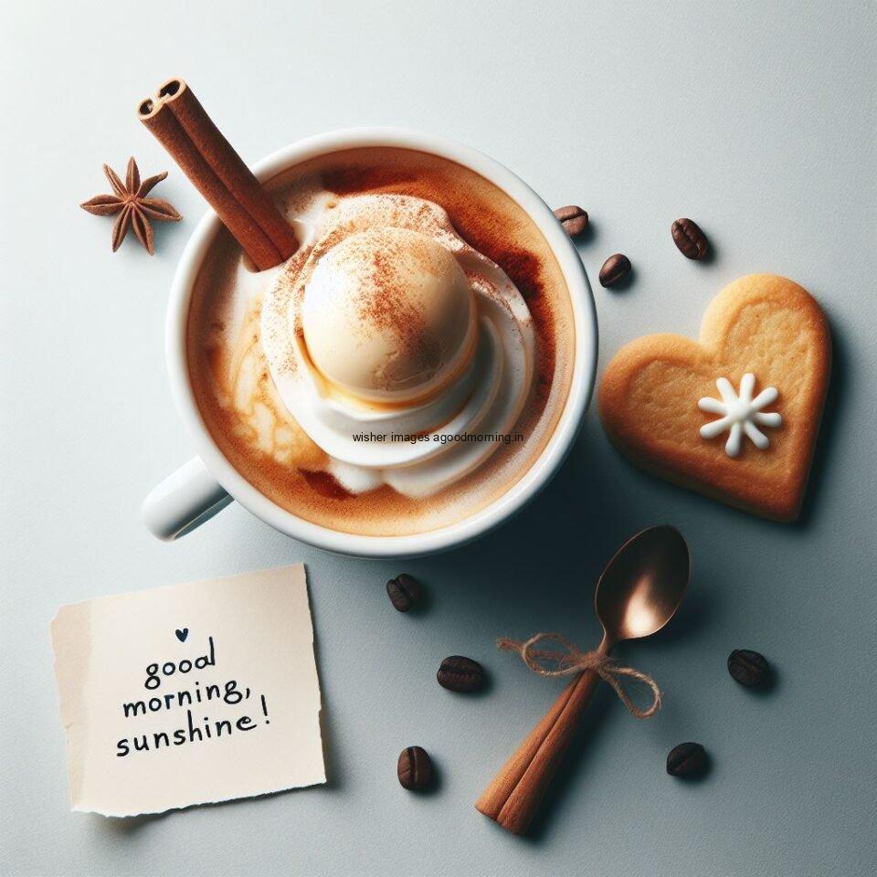 Good morning coffee images good morning my love images with cup coffee with white background heart shap cookie notepad