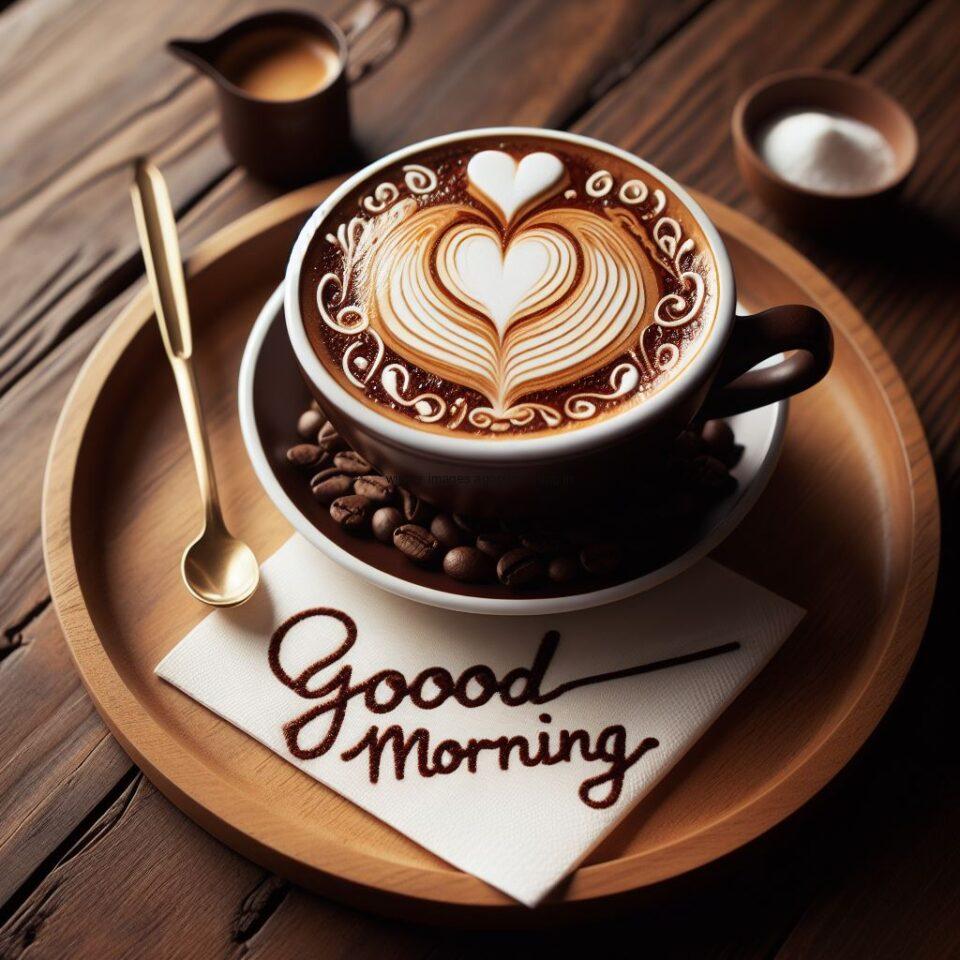 Good morning coffee images good morning my love images with cup coffee with white background heart shap cookie traye