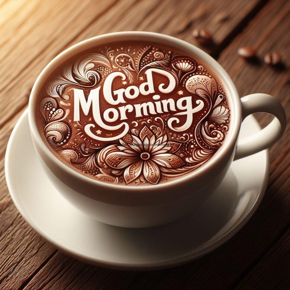 Good morning coffee images good morning my love images with cup coffee with white background heart shap cookie white cup coffee brown flower