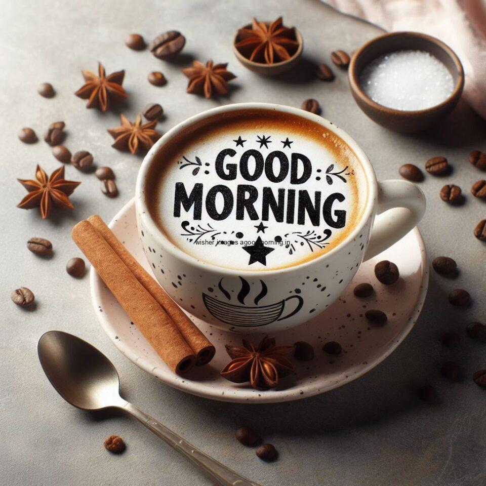 Good morning coffee images good morning my love images with cup coffee with white background heart shap cookie white cup coffee brown white milk