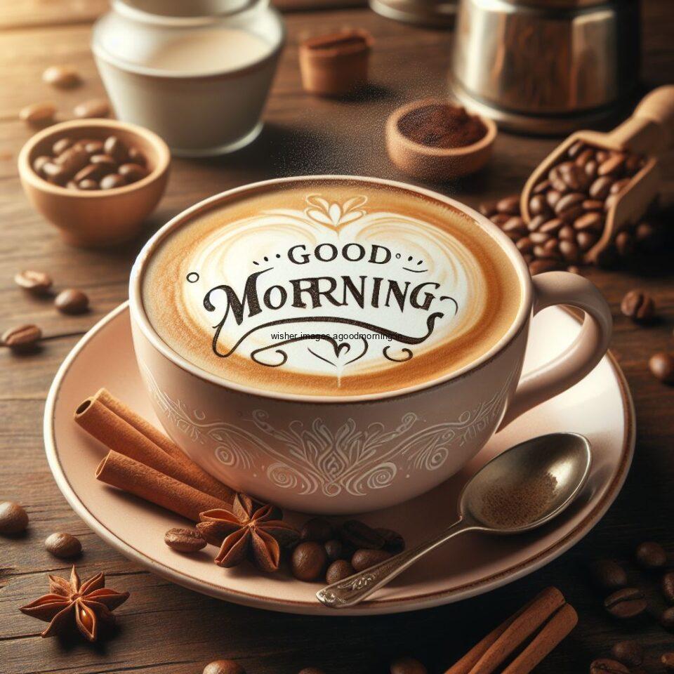 Good morning coffee images good morning my love images with cup coffee with white background heart shap cookie white good morning