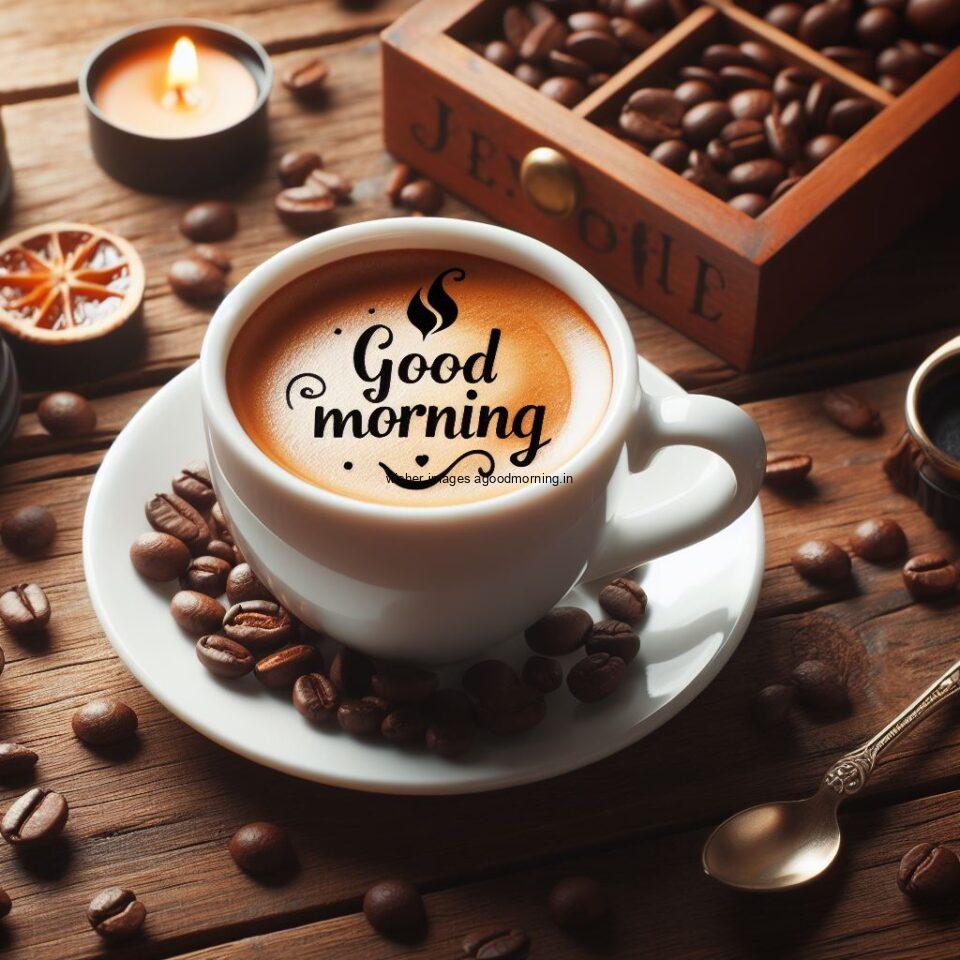 Good morning coffee images good morning my love images with cup coffee with white background heart shap white cup coffee