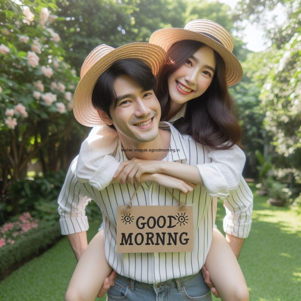 Good morning couple images couple is girl pulling in the garden boy and girl laying garden