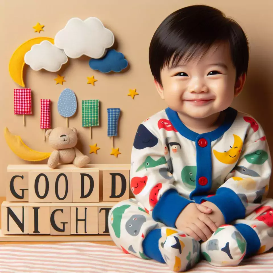 Good-night-images-quotes-with-colour-dress-baby-girl-is-smling-good-vibes-960x960 60+ Good Night Images Quotes Free Download