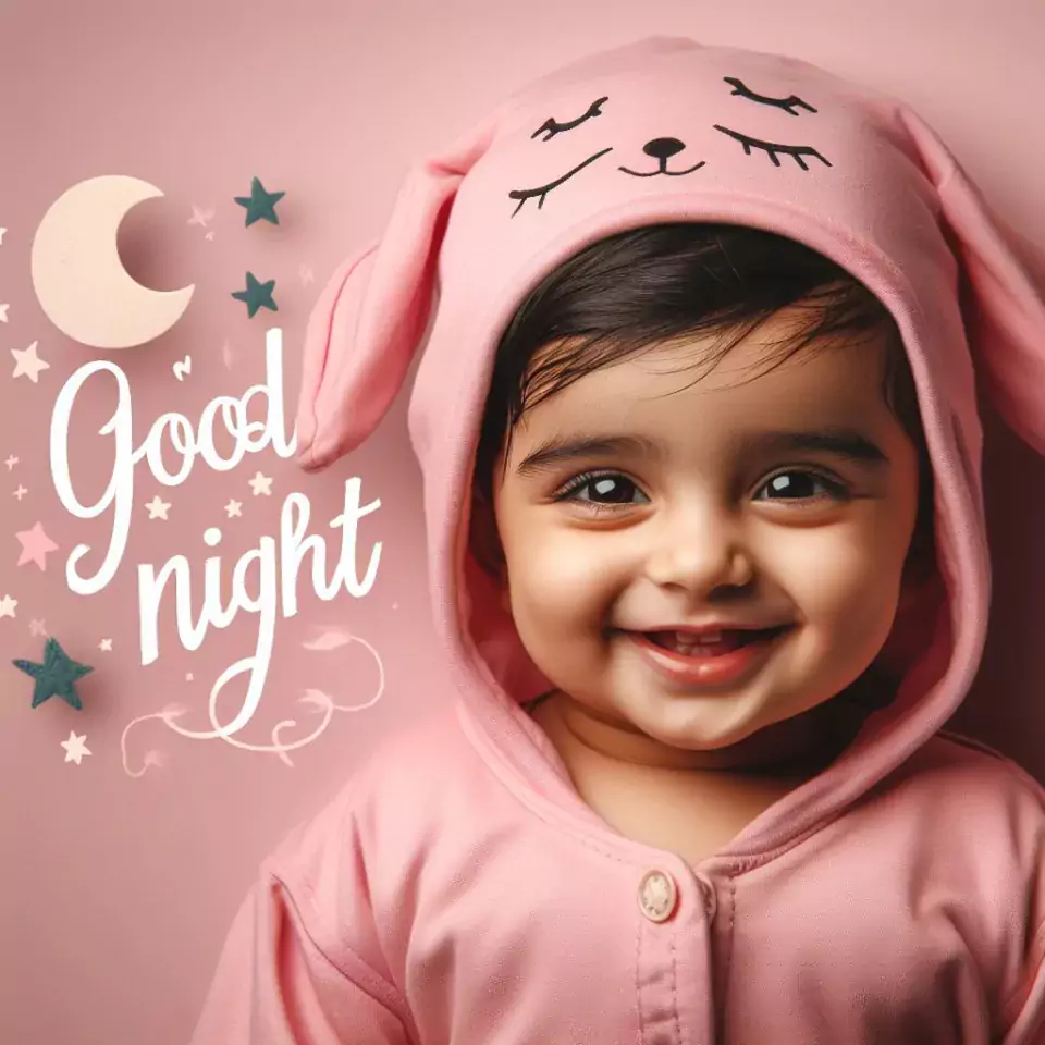 Good-night-images-quotes-with-pink-dress-baby-girl-is-smling-good-vibes-960x960 60+ Good Night Images Quotes Free Download