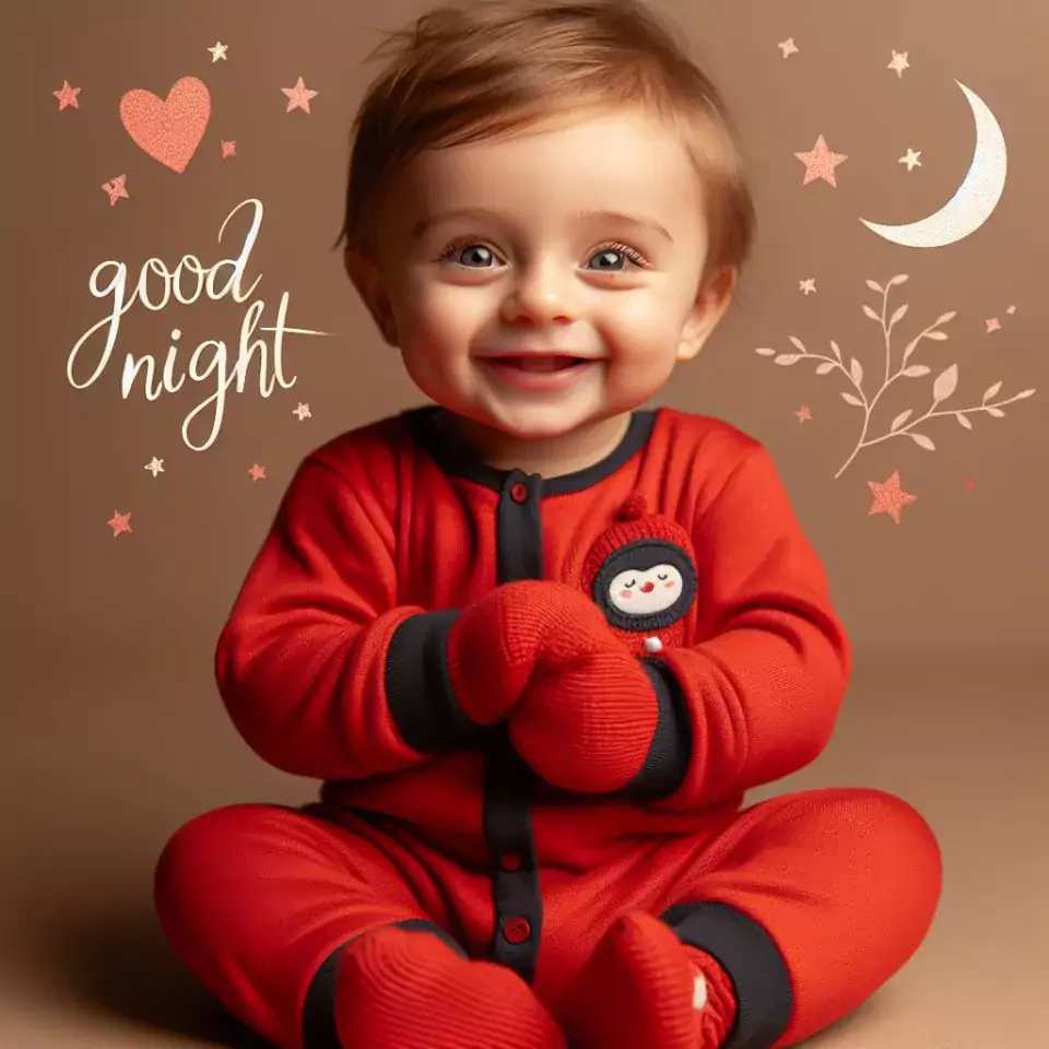 Good-night-images-quotes-with-red-dress-baby-girl-is-smling-good-vibes-moon-960x960 60+ Good Night Images Quotes Free Download