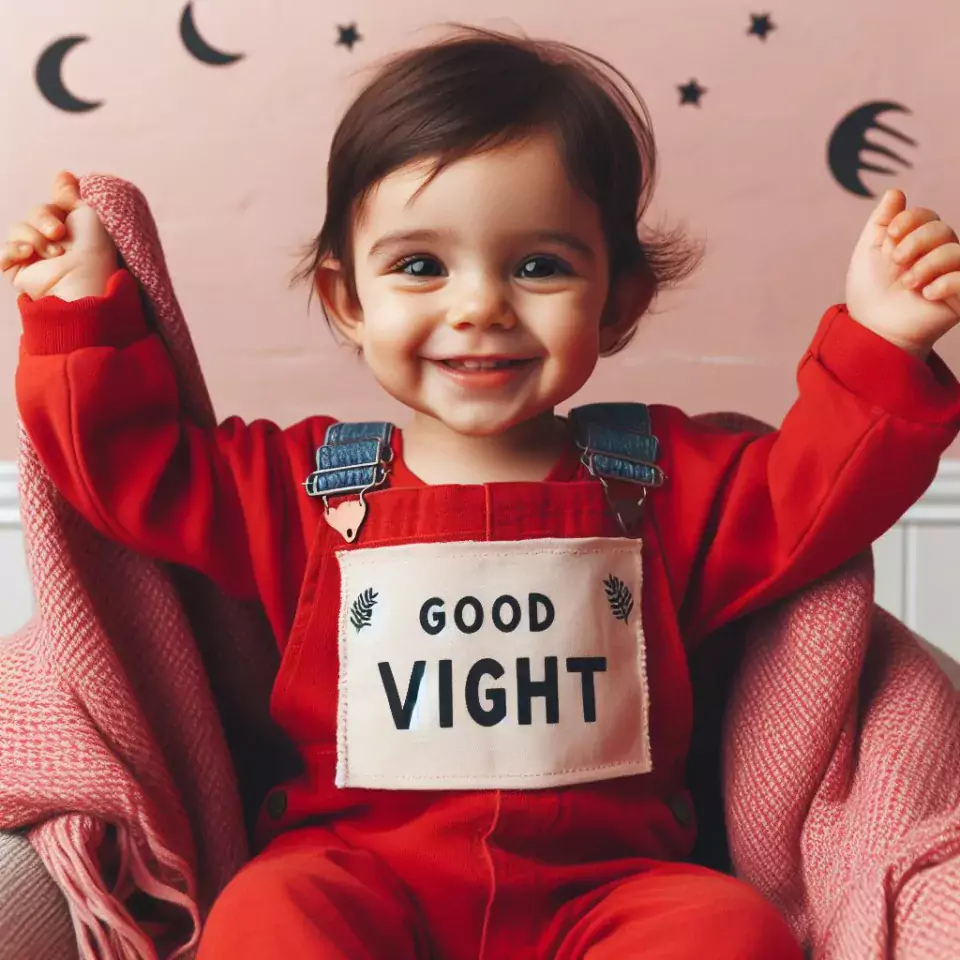 Good-night-images-quotes-with-red-dress-baby-girl-is-smling-half-moon-960x960 60+ Good Night Images Quotes Free Download