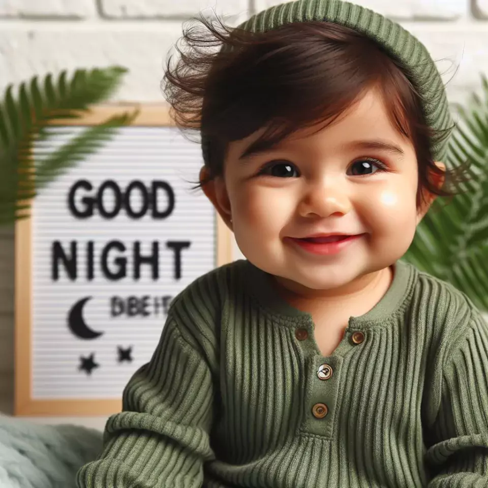 Good-night-images-quotes-with-white-dress-baby-girl-is-smling-good-vibes-green-clothes-960x960 60+ Good Night Images Quotes Free Download