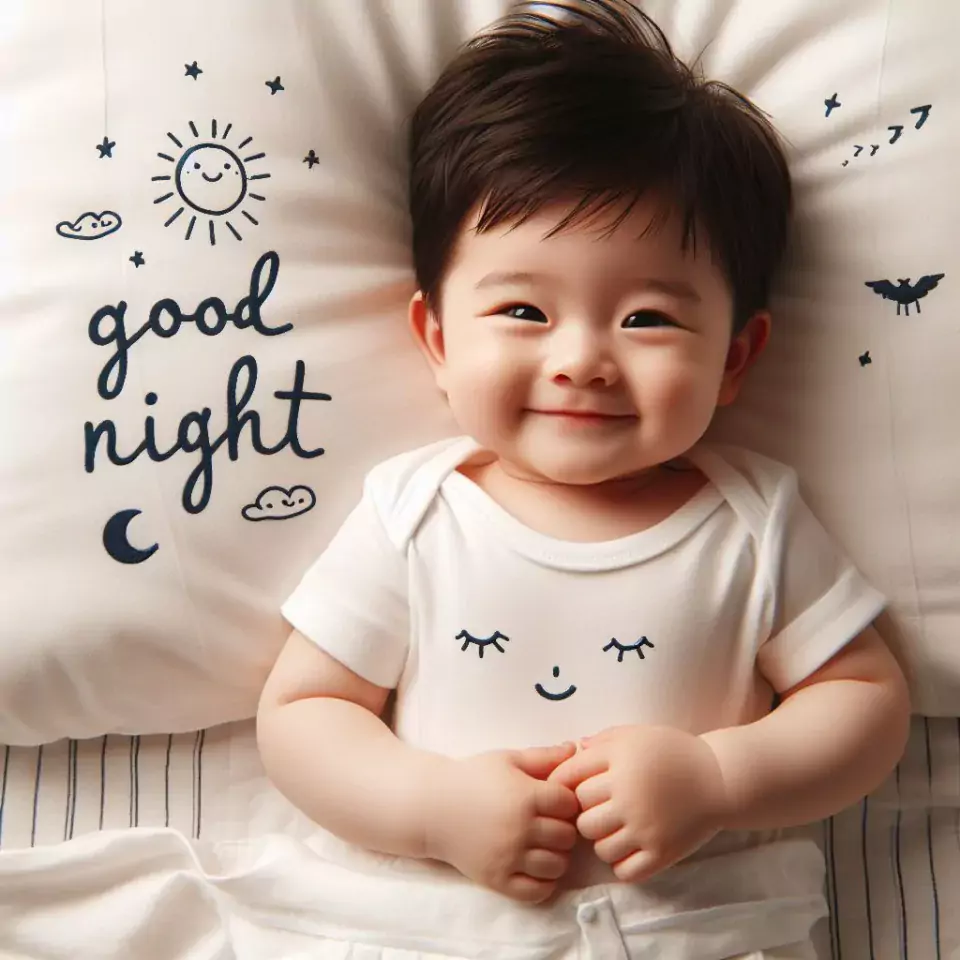 Good-night-images-quotes-with-white-dress-baby-girl-is-smling-good-vibes-sun-960x960 60+ Good Night Images Quotes Free Download