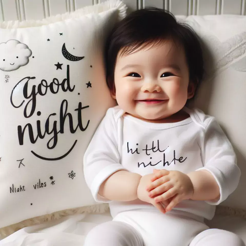 Good-night-images-quotes-with-white-dress-baby-girl-is-smling-moon-960x960 60+ Good Night Images Quotes Free Download