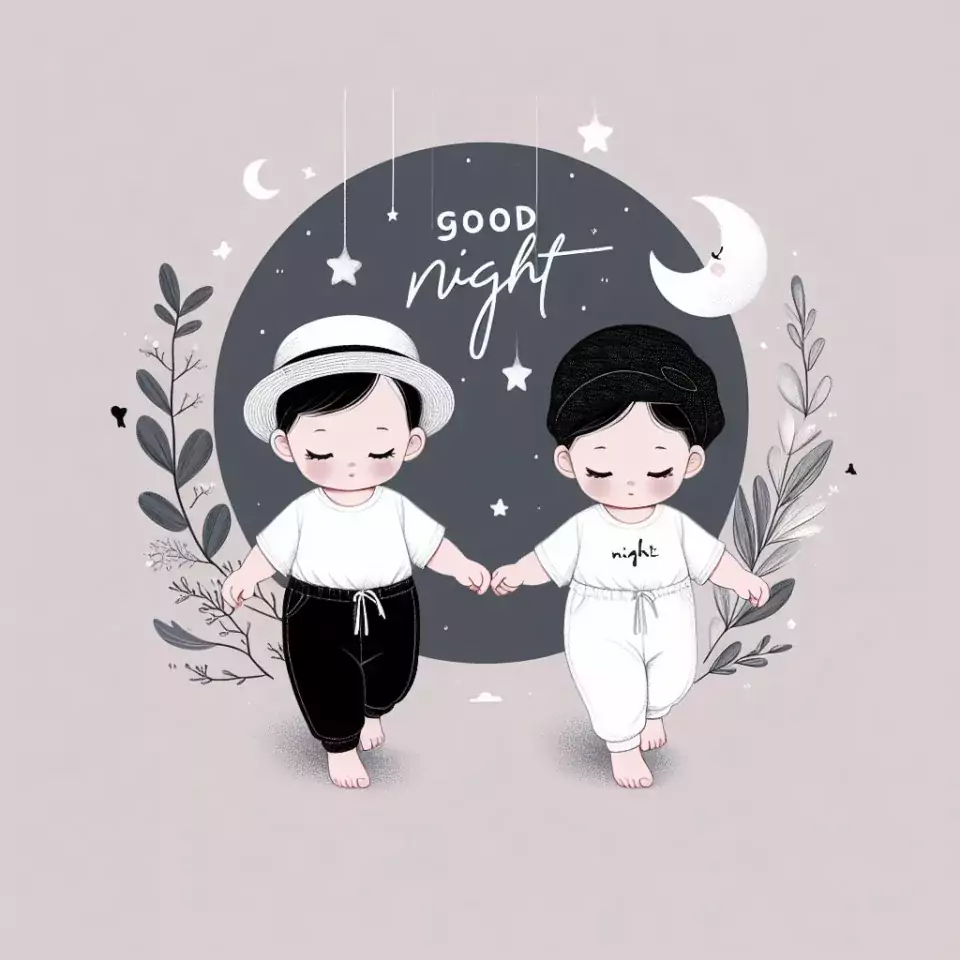 Good-night-images-quotes-with-white-dress-two-baby-girl-is-smling-good-vibes-960x960 60+ Good Night Images Quotes Free Download