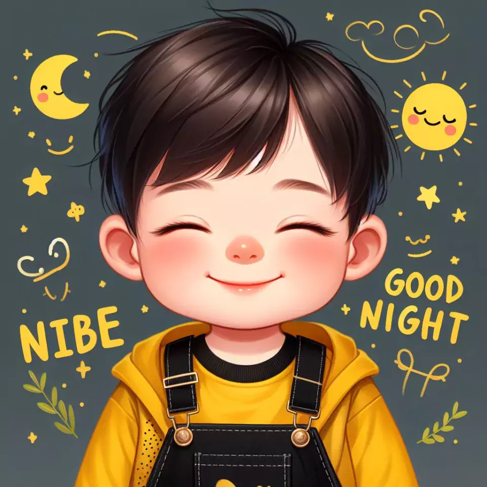 Good-night-images-quotes-with-yellow-dress-baby-girl-is-smling-good-vibes-beautifull-background-960x960 60+ Good Night Images Quotes Free Download