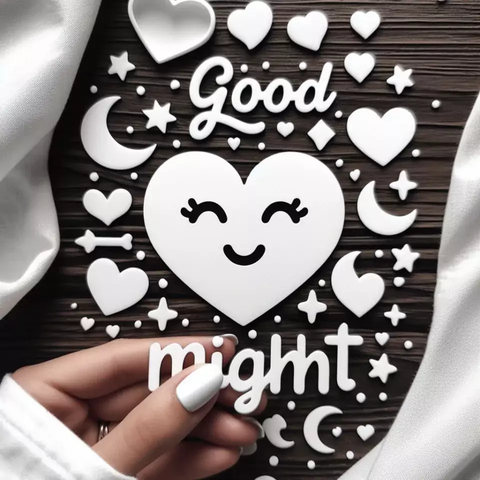 Good night images with emoji black and white background with cloud