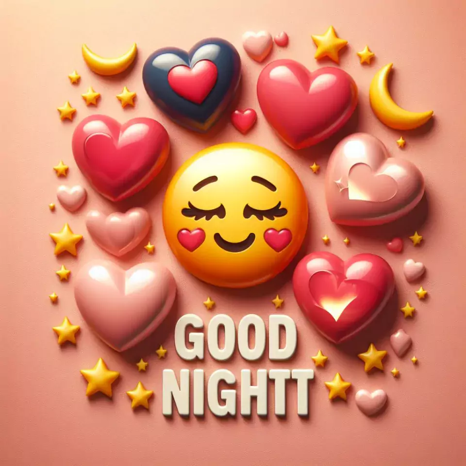 Good night images with emoji dark pink background with cloud