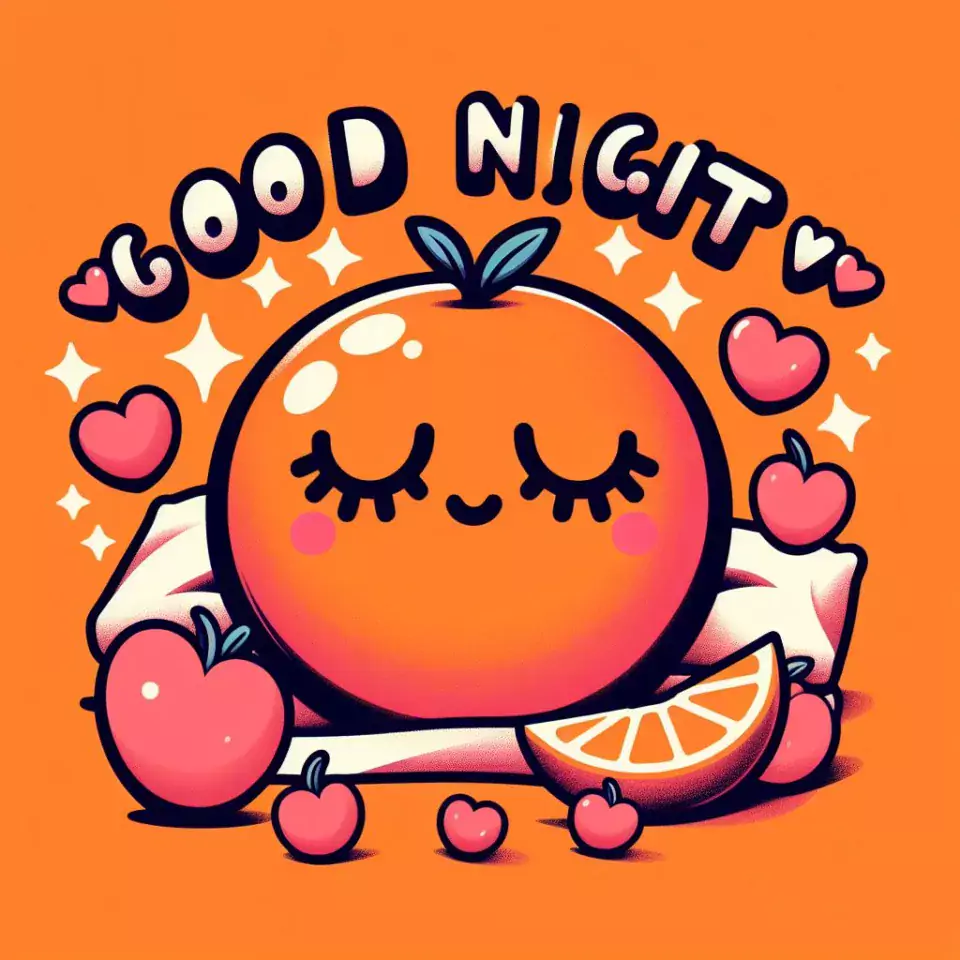 Good night images with emoji orange middle background with cloud