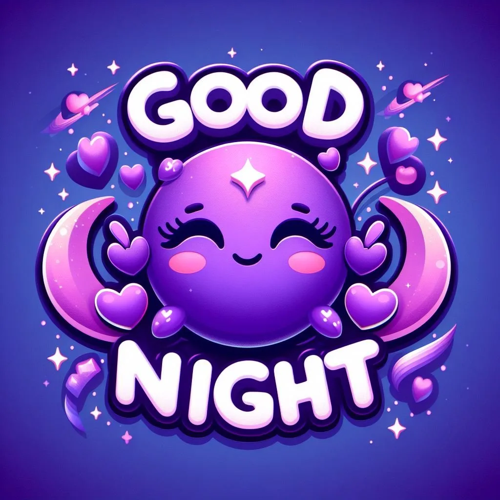 55+ HD Good night images with heart Free download 3 Good night images with emoji purple background with cloud