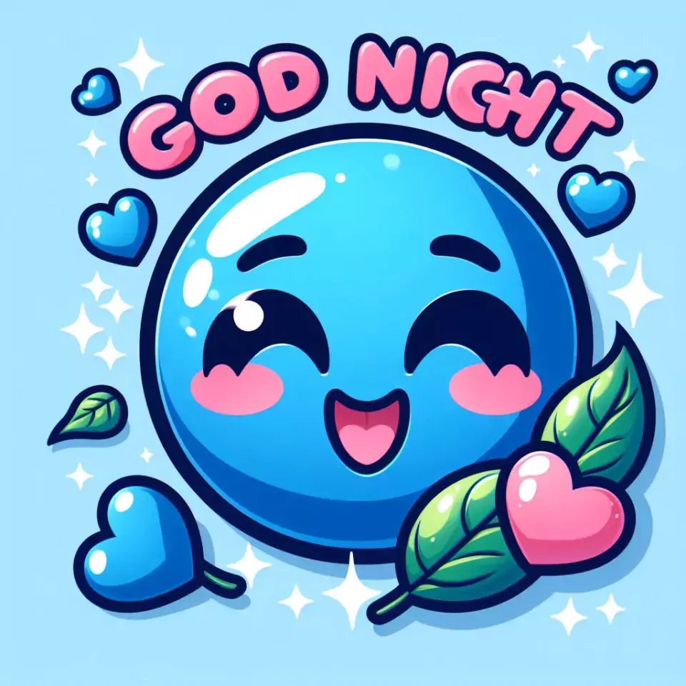 Good night images with emoji sky blue background with cloud