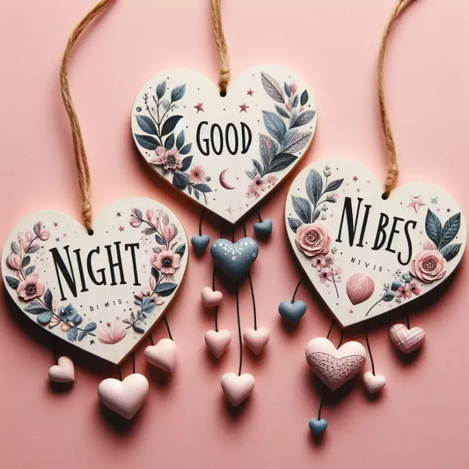 Good night images with hearts emoji pink background with cloud