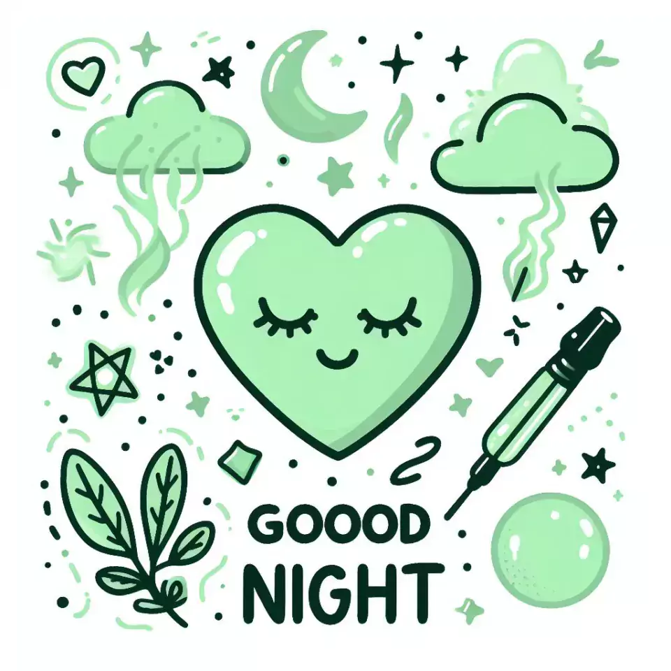 Good night images with light green emoji orange background with cloud