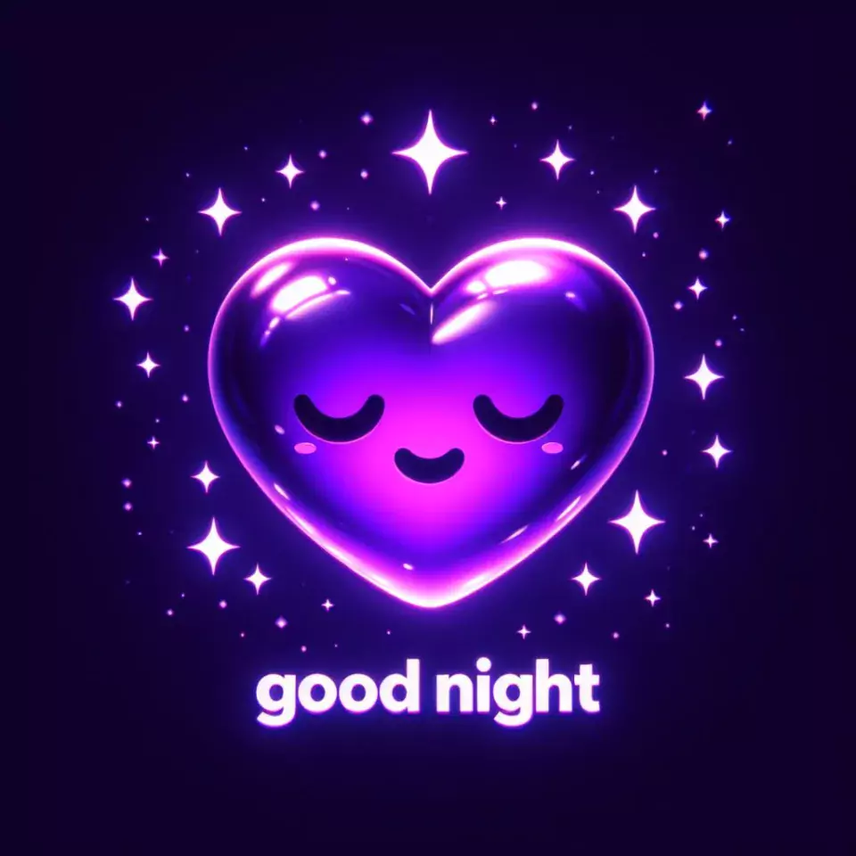 Good night images with purple emoji dark purple background with cloud