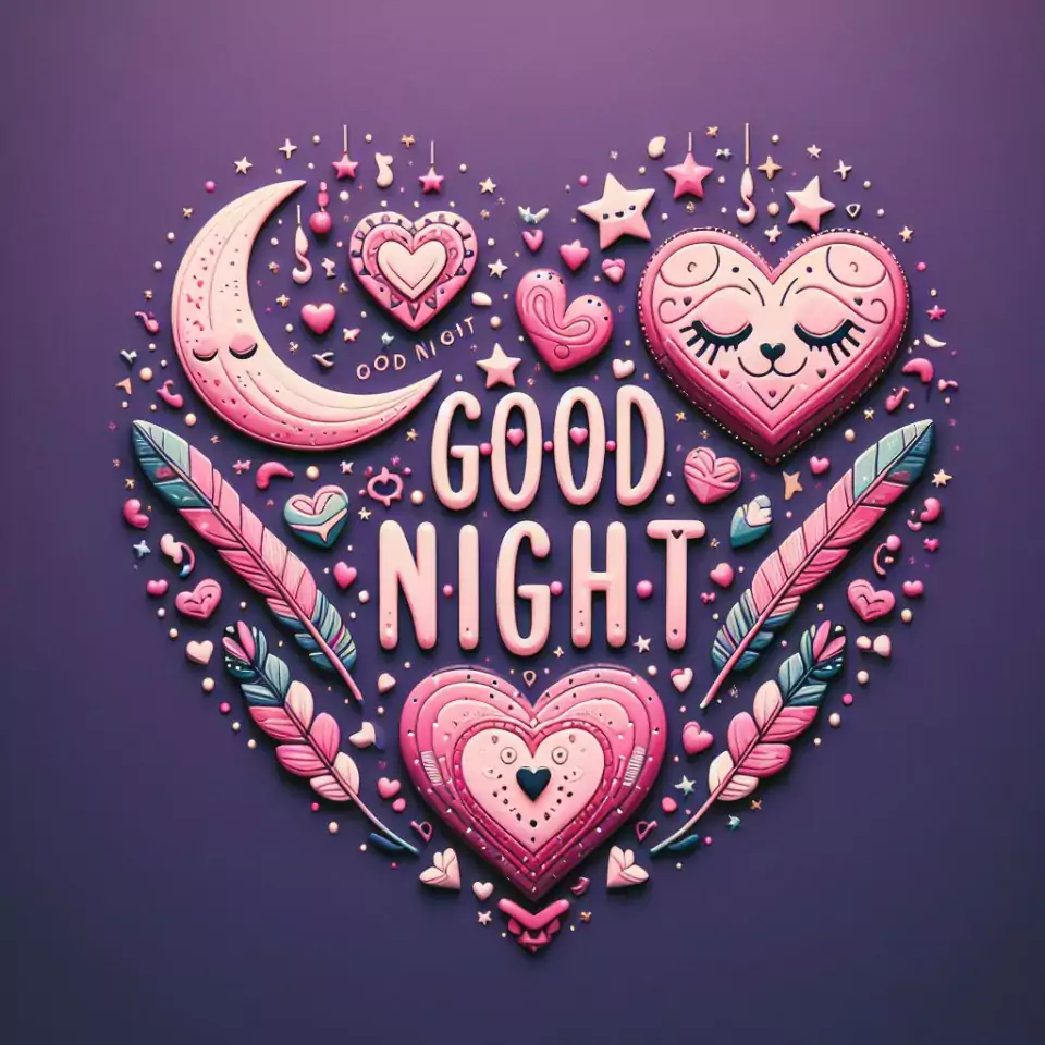 Good night images with purple emoji orange background with cloud