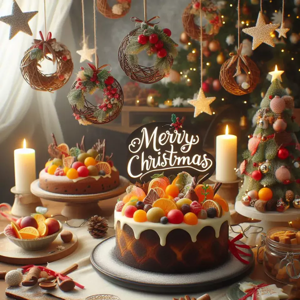 HD merry christmas images with santa bells beautiful background with snow candy and candles dears in the images ()