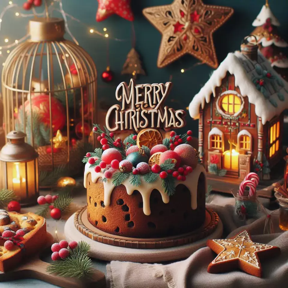 HD merry christmas images with santa bells beautiful background with snow candy and candles dears in the images ()