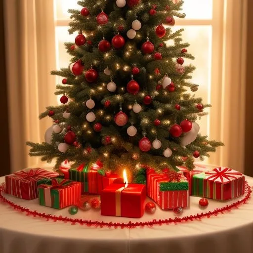 christmas trees with amzing lights star on the top merry christmas with gift boxes ()