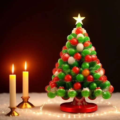 christmas trees with amzing lights star on the top merry christmas with gift boxes ()