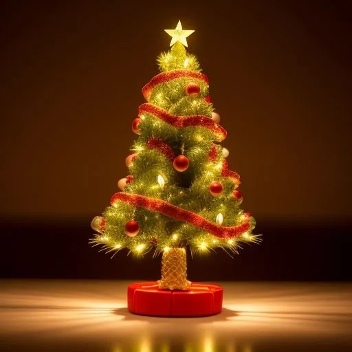 christmas trees with amzing lights star on the top merry christmas with gift boxes ()