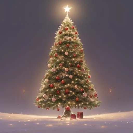 christmas trees with amzing lights star on the top merry christmas with gift boxes ()