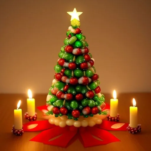 christmas trees with amzing lights star on the top merry christmas with gift boxes ()