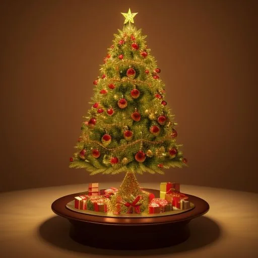 christmas trees with amzing lights star on the top merry christmas with gift boxes ()