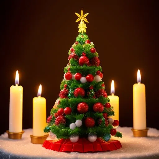 christmas trees with amzing lights star on the top merry christmas with gift boxes ()