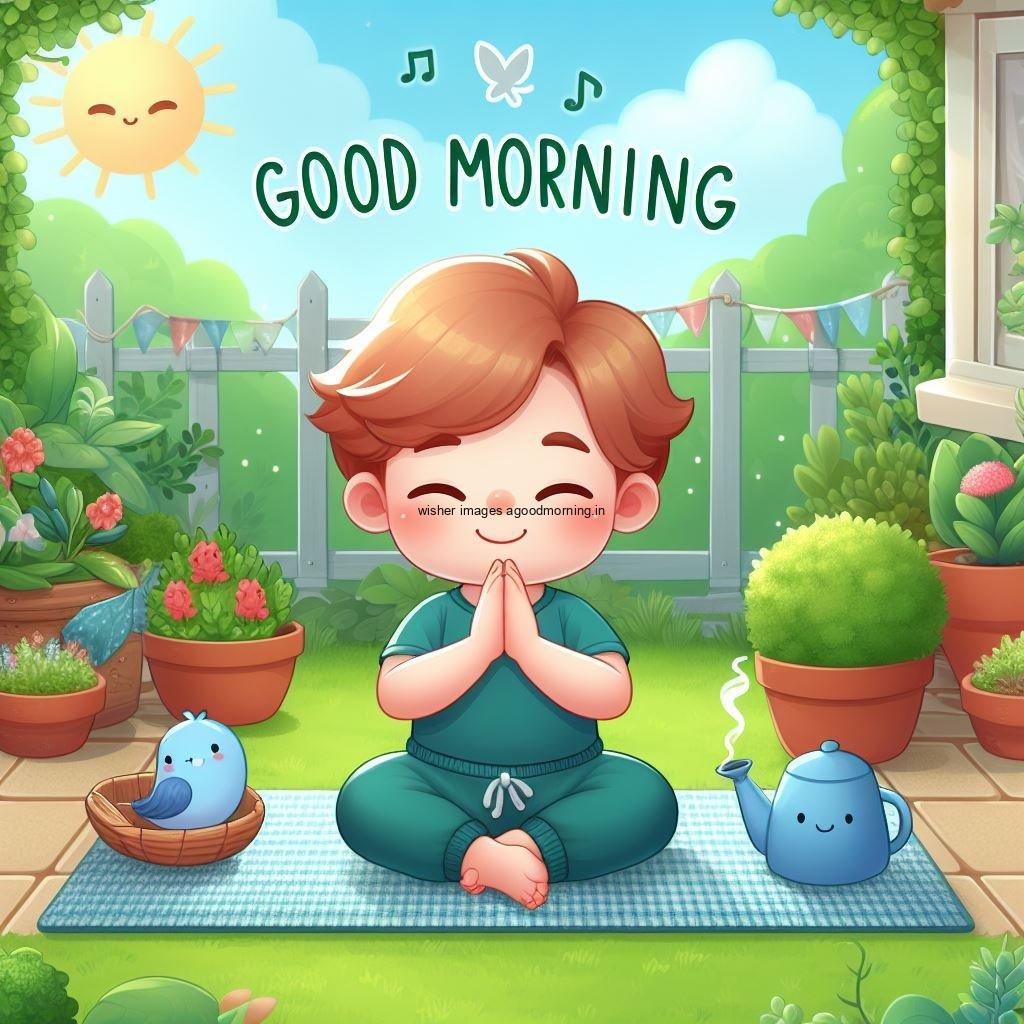 good morning image yoga images Green trees and plant sun good morning images boy do yoga