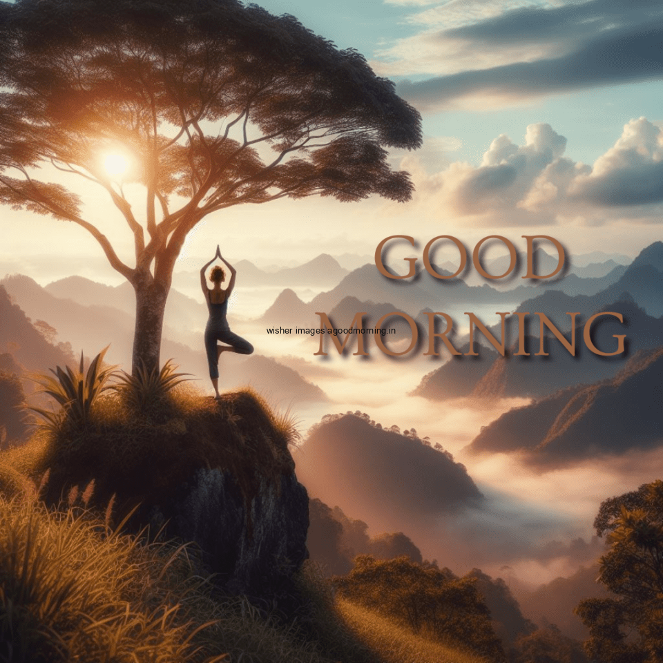 good morning image yoga images Green trees and plant sun good morning images girl doing yoga mountain yoga girl