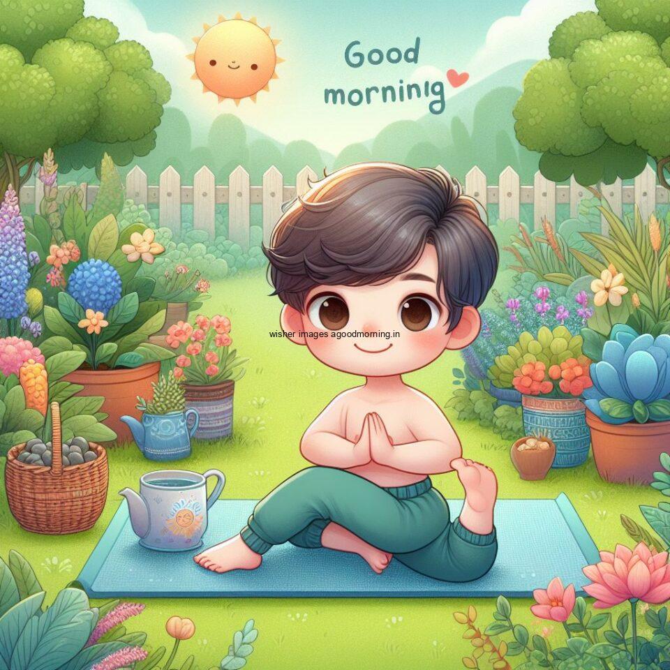 good morning image yoga images Green trees and plant sun good morning images new style boy doing yoga