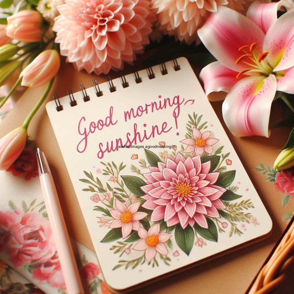 good morning images with flower beautiful flowers with amazing abckground flower in the notepad