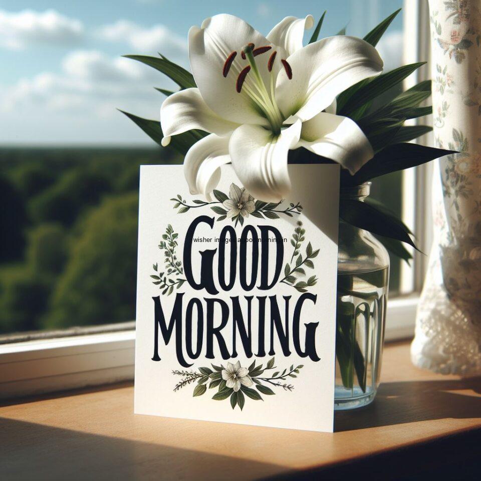 good morning images with flower beautiful flowers with amazing abckground lily with notepad