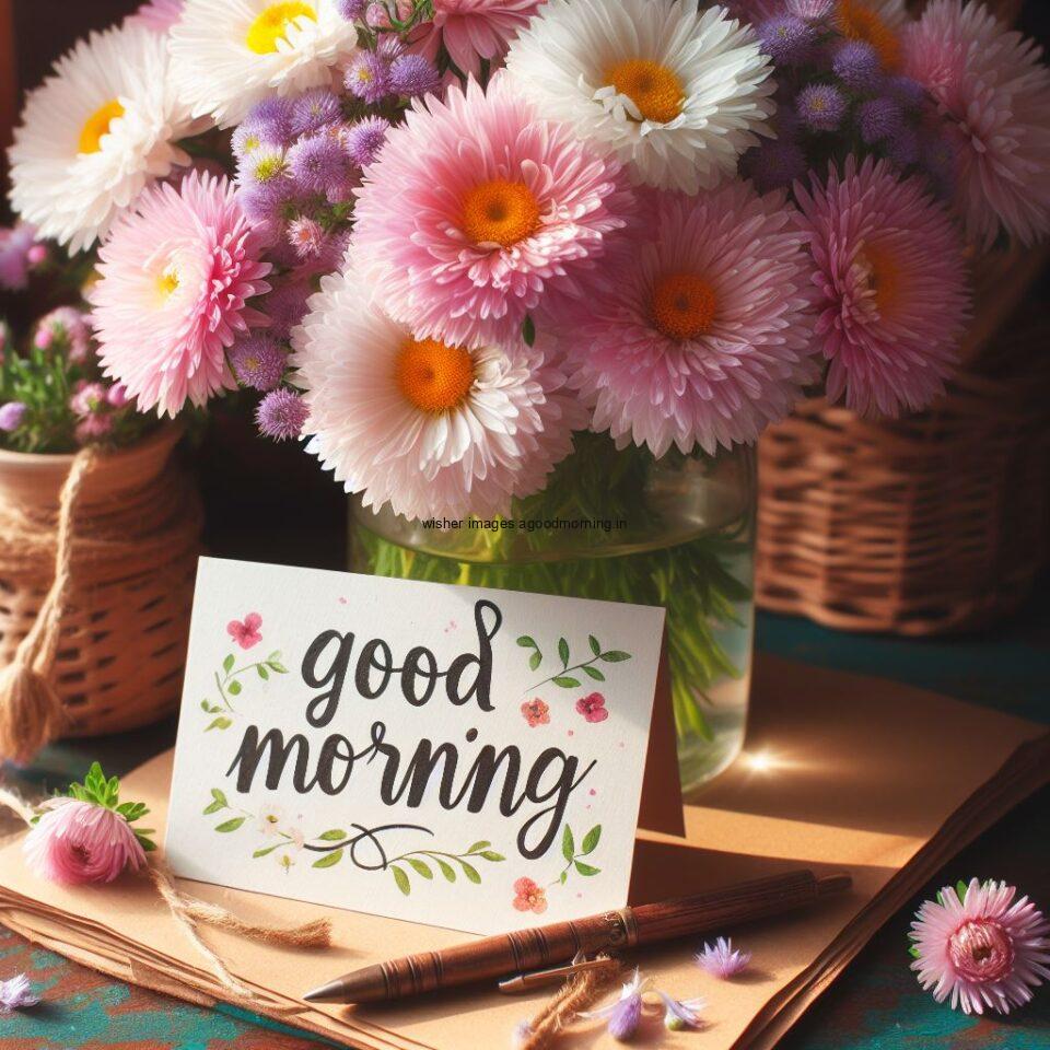 good morning images with flower beautiful flowers with amazing abckground pink flowers white notepad