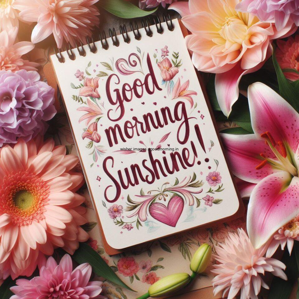 good morning images with flower beautiful flowers with amazing abckground pink text on the notepad