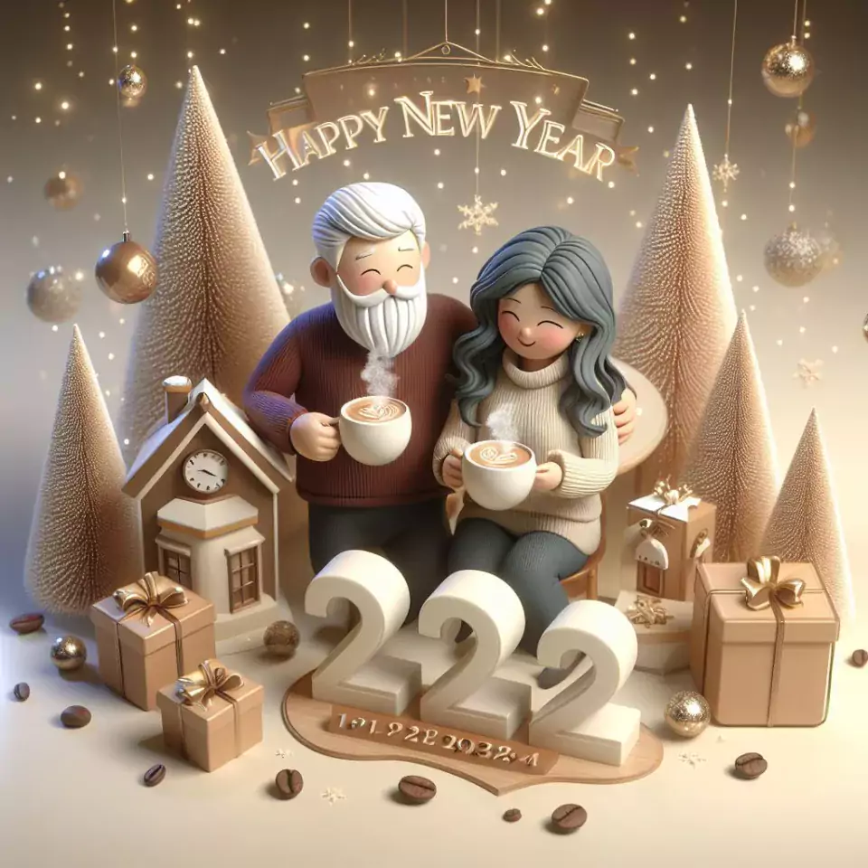 happy new year images 2024 with beautifull couple and love images cake sweets ()