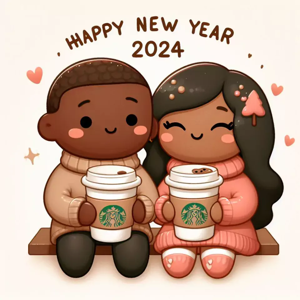 happy new year images 2024 with beautifull couple and love images cake sweets ()