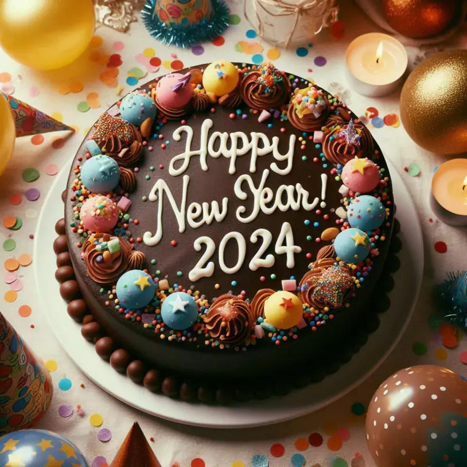 happy new year images 2024 with beautifull couple and love images cake sweets ()