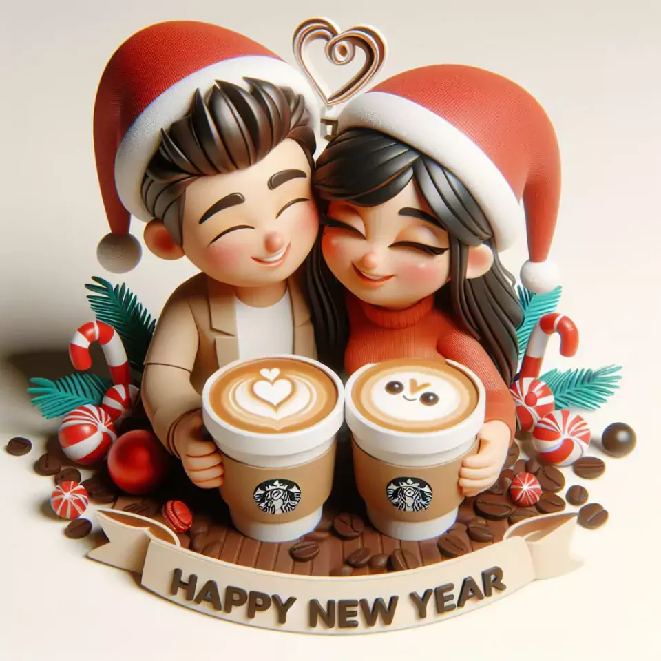 happy new year images 2024 with beautifull couple and love images cake sweets ()