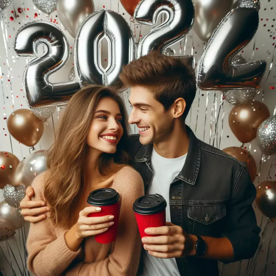 happy new year images 2024 with beautifull couple and love images cake sweets ()